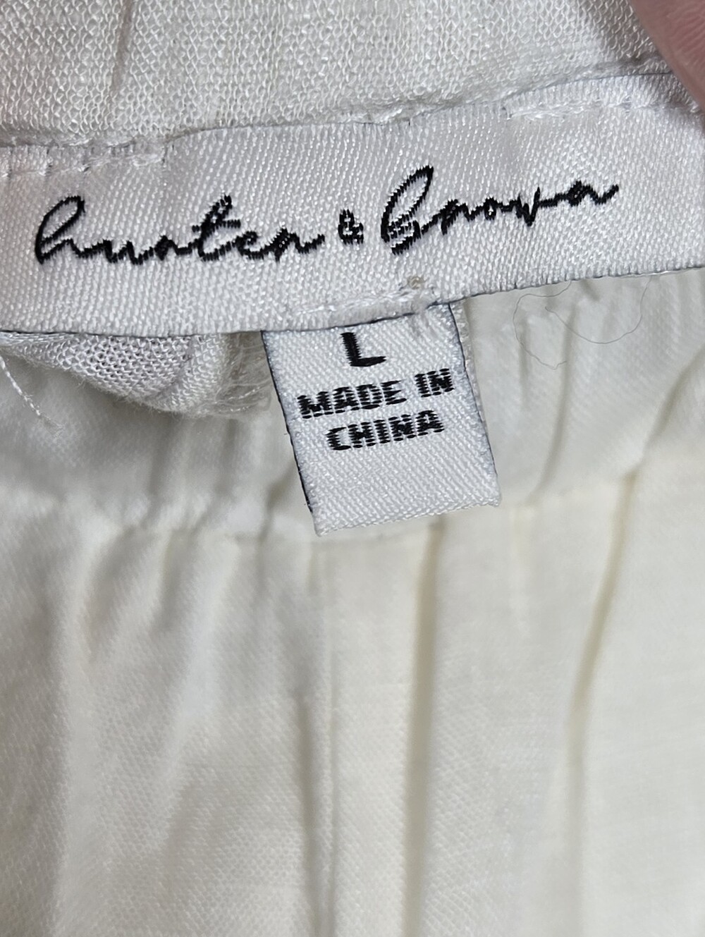 Hunter & Brown Off White Linen Blend Lightweight Wide Leg Pants Size Large - Picture 2 of 13